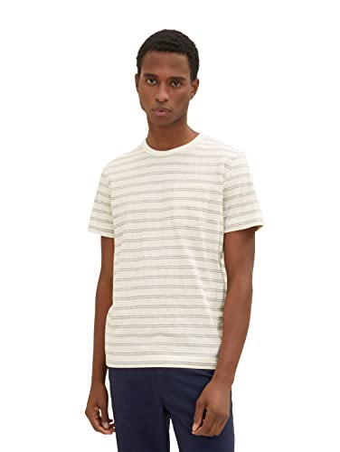 TOM TAILOR Herren 1035540 T-Shirt, 31212 - Off White Navy Small Stripe, L von TOM TAILOR