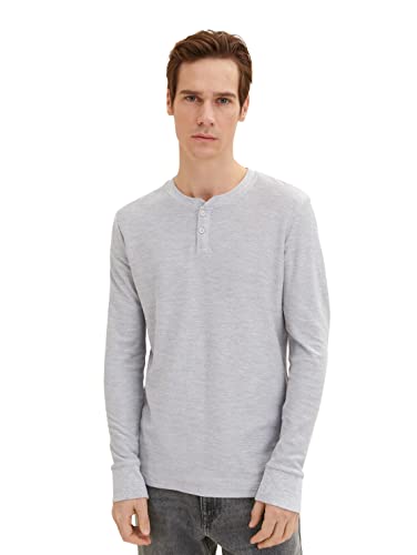 TOM TAILOR Herren 1035543 Longsleeve T-Shirt, 15398 - Light Stone Grey Melange, M von TOM TAILOR