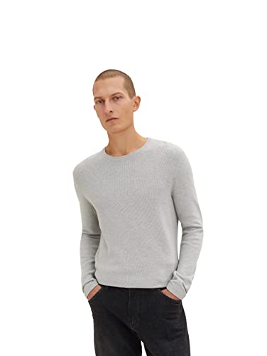 TOM TAILOR Herren 1035762 Pullover, 14427-Light Soft Grey Melange, M von TOM TAILOR