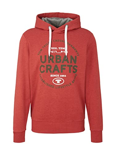 TOM TAILOR Herren 1035833 Hoodie Sweatshirt mit Print, 27839 - Chili Red White Melange, 3XL von TOM TAILOR