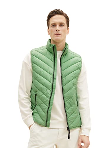 TOM TAILOR Herren 1036072 Lightweight Steppweste mit Stehkragen aus recyceltem Polyester, 32095-shamrock Green, XXL von TOM TAILOR