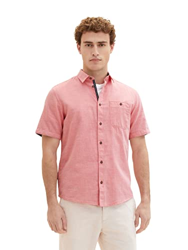 TOM TAILOR Herren 1036213 Hemd, 32167 - Red Herringbone Structure, M von TOM TAILOR