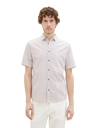 TOM TAILOR Herren 1036220 Hemd, 31793 - Off White Red Minimal Design, XXL von TOM TAILOR