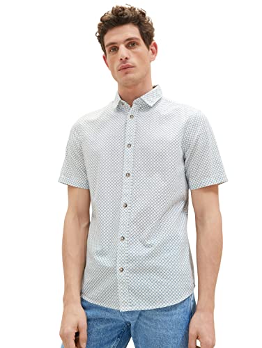 TOM TAILOR Herren 1036220 Hemd, 31794 - Off White Blue Minimal Design, L von TOM TAILOR