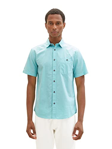 TOM TAILOR Herren 1036225 Kurzarm-Hemd mit Brusttasche, 32168-Turquoise Colorful Structure, XXL TOM TAILOR Herren 1036225 Kurzarm-Hemd mit Brusttasche, 32168-Turquoise Colorful Structure, XXL von TOM TAILOR