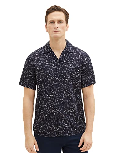 TOM TAILOR Herren 1036232 Sommer-Hemd mit Muster, 31836-Navy Broken Structure Design, M von TOM TAILOR