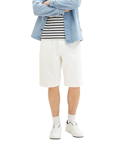 TOM TAILOR Herren 1036290 Bermuda Jeans Shorts, 10101 - White Denim, 28 von TOM TAILOR