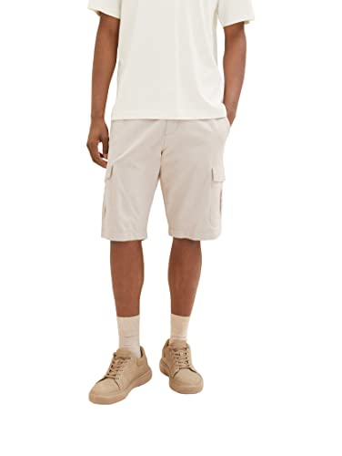 TOM TAILOR Herren 1036310 Cargo Bermuda Shorts, 31851-Desert Fawn White Chambray, 28 von TOM TAILOR