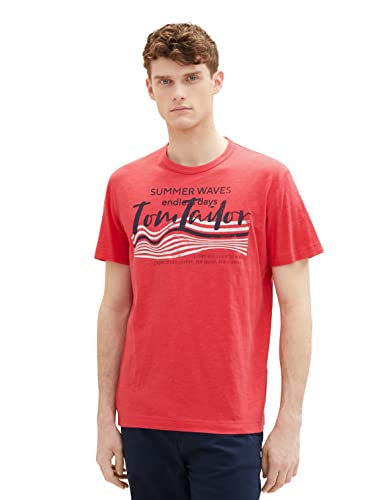 TOM TAILOR Herren 1036322 T-Shirt, 31045 - Soft Berry Red, L von TOM TAILOR