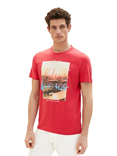 TOM TAILOR Herren 1036323 T-Shirt, 31045 - Soft Berry Red, L von TOM TAILOR