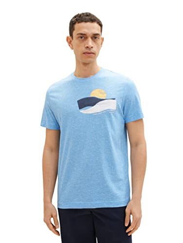 TOM TAILOR Herren 1036324 T-Shirt, 32059 - Blue Fine Stripe, L von TOM TAILOR