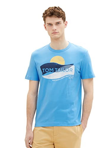 TOM TAILOR Herren 1036328 T-Shirt, 18395 - Rainy Sky Blue, XL von TOM TAILOR