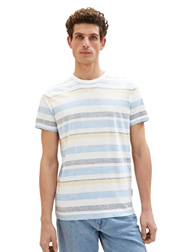 TOM TAILOR Herren 1036331 T-Shirt, 31778 - Blue Multicolor Big Stripe, XXL von TOM TAILOR