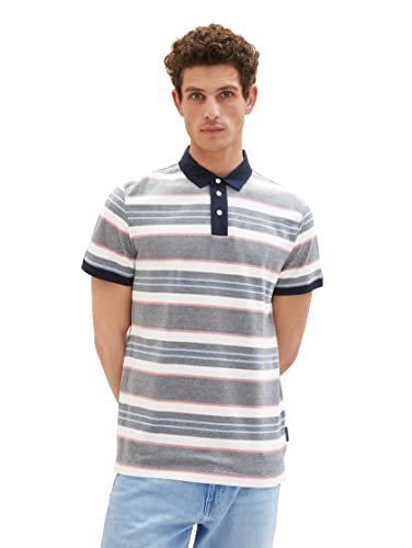 TOM TAILOR Herren 1036332 Poloshirt, 31779 - Navy Red Stripe, 3XL von TOM TAILOR