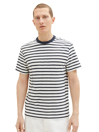 TOM TAILOR Herren 1036339 T-Shirt, 31361 - Navy Thin Stripe, S von TOM TAILOR