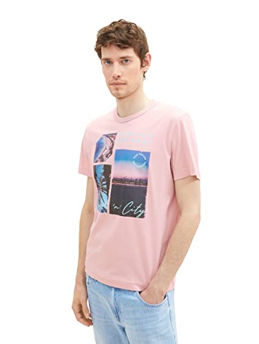 TOM TAILOR Herren 1036365 T-Shirt mit Foto-Print, 11055-Morning Pink, M von TOM TAILOR