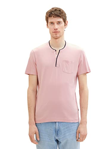 TOM TAILOR Herren 1036367 Serafino T-Shirt mit Brusttasche, 11055-Morning Pink, XL von TOM TAILOR