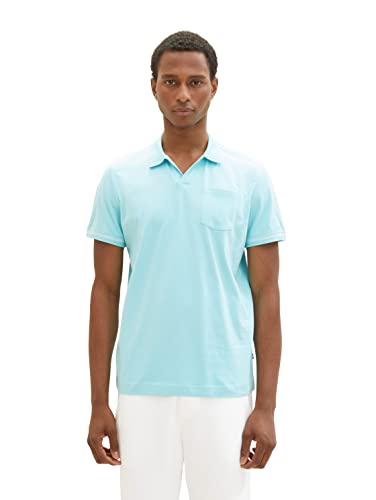 TOM TAILOR Herren 1036368 Poloshirt mit Brusttasche, 31046-Blue Tibetan Stone, L von TOM TAILOR