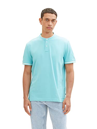 TOM TAILOR Herren 1036369 Piqué Poloshirt mit Stehkragen, 31046-Blue Tibetan Stone, XXL von TOM TAILOR