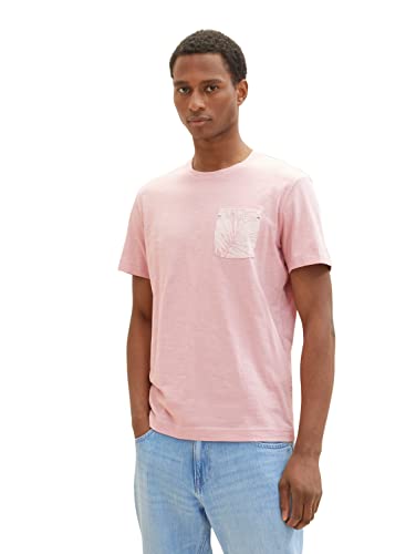 TOM TAILOR Herren 1036371 T-Shirt mit Brusttasche, 11055-Morning Pink, M von TOM TAILOR