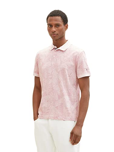 TOM TAILOR Herren 1036375 Poloshirt mit Palmen-Muster, 31802-Pink Tonal Big Leaf Design, M von TOM TAILOR