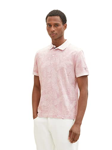 TOM TAILOR Herren 1036375 Poloshirt mit Palmen-Muster, 31802-Pink Tonal Big Leaf Design, XXL von TOM TAILOR