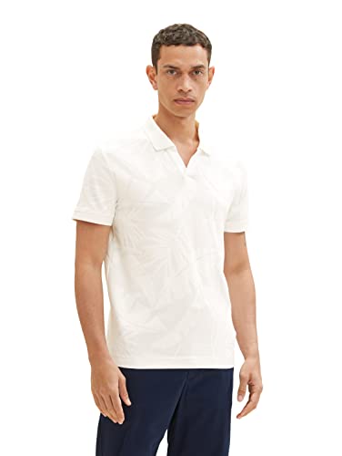 TOM TAILOR Herren 1036376 Jaquard Poloshirt mit Palmen-Muster, 10332-Off White, XXL von TOM TAILOR