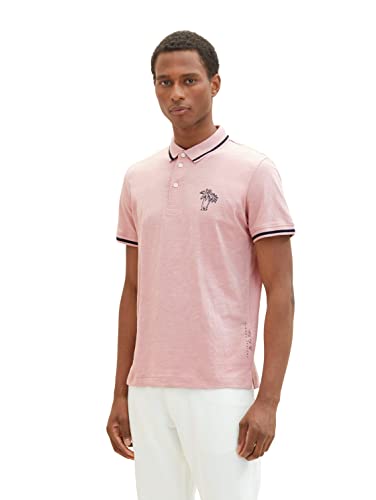 TOM TAILOR Herren 1036379 Poloshirt mit Palmen-Print, 11055-Morning Pink, M von TOM TAILOR