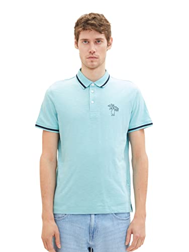 TOM TAILOR Herren 1036379 Poloshirt mit Palmen-Print, 31046-Blue Tibetan Stone, 3XL von TOM TAILOR