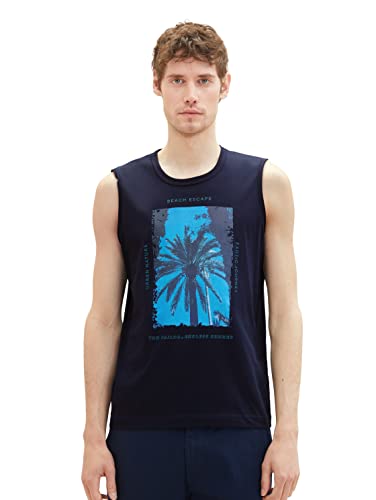 TOM TAILOR Herren 1036399 Tanktop mit Foto-Print, 10668-Sky Captain Blue, XL von TOM TAILOR