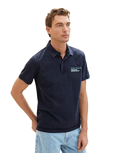 TOM TAILOR Herren 1036414 Poloshirt mit Rückenprint, 10668-Sky Captain Blue, XXL von TOM TAILOR