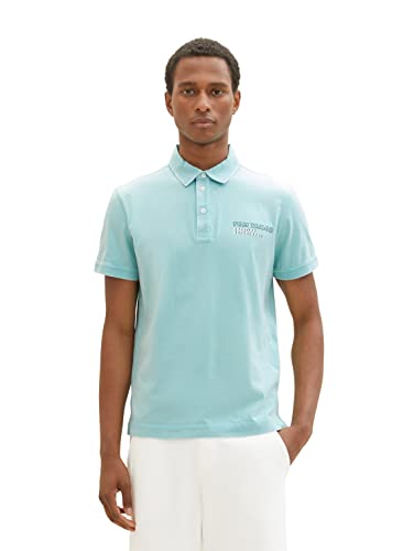 TOM TAILOR Herren 1036414 Poloshirt mit Rückenprint, 31046-Blue Tibetan Stone, L von TOM TAILOR