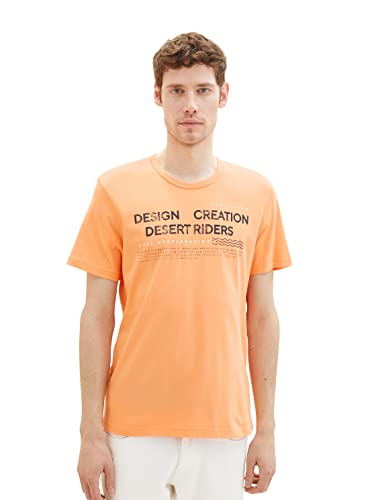 TOM TAILOR Herren 1036426 T-Shirt mit Print, 22195-Fruity Melon Orange, M von TOM TAILOR