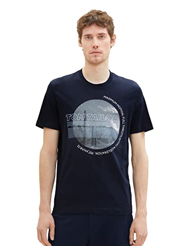 TOM TAILOR Herren 1036427 T-Shirt mit Foto-Print, 10668-Sky Captain Blue, L von TOM TAILOR