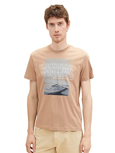 TOM TAILOR Herren 1036427 T-Shirt mit Foto-Print, 24048-Desert Fawn, 3XL von TOM TAILOR