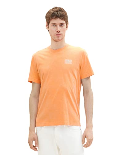 TOM TAILOR Herren 1036431 T-Shirt im Washed-Look, 22195-Fruity Melon Orange, L von TOM TAILOR