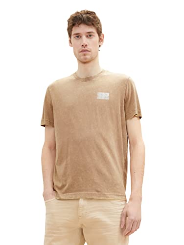 TOM TAILOR Herren 1036431 T-Shirt im Washed-Look, 24048-Desert Fawn, L von TOM TAILOR