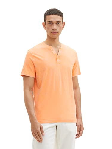 TOM TAILOR Herren 1036433 Serafino T-Shirt im Washed-Look, 22195-Fruity Melon Orange, XL von TOM TAILOR