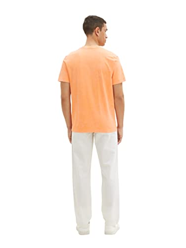 TOM TAILOR Herren 1036433 Serafino T-Shirt im Washed-Look, 22195-Fruity Melon Orange, XXL von TOM TAILOR