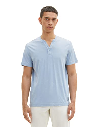 TOM TAILOR Herren 1036433 Serafino T-Shirt im Washed-Look, 26320-Stonington Blue, L von TOM TAILOR