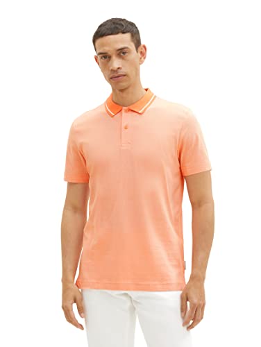 TOM TAILOR Herren 1036437 Poloshirt mit Streifen, 31994-Melon Orange White Stripe, L von TOM TAILOR