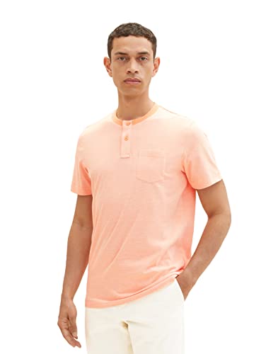 TOM TAILOR Herren 1036438 Serafino T-Shirt, 31994-Melon Orange White Stripe, L von TOM TAILOR
