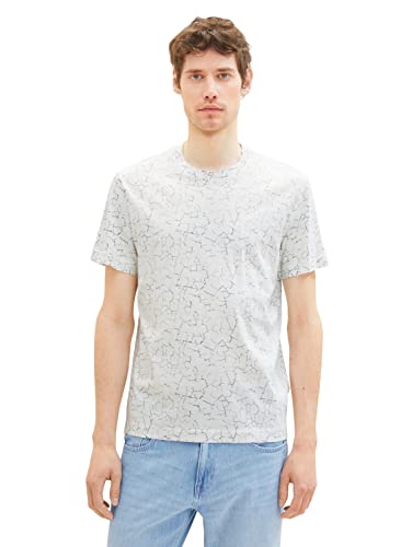 TOM TAILOR Herren 1036440 T-Shirt mit Muster, 31835-White Broken Structure Design, S von TOM TAILOR