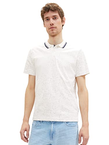 TOM TAILOR Herren 1036441 Poloshirt mit Allover-Print, 31835-White Broken Structure Design, M von TOM TAILOR