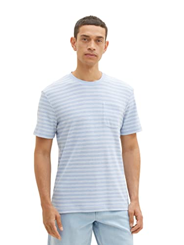 TOM TAILOR Herren 1036443 T-Shirt mit Brusttasche, 31987-Stonington Blue Grindle, XXL von TOM TAILOR