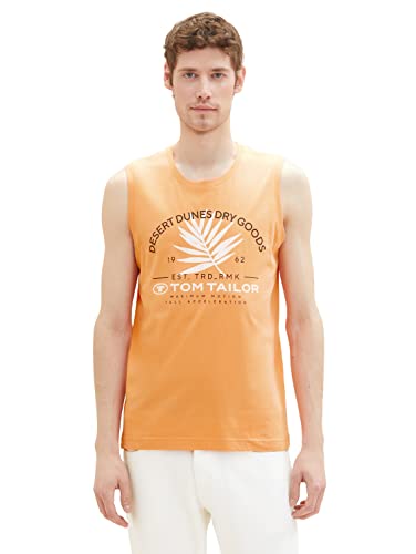 TOM TAILOR Herren 1036574 Tanktop mit Print, 22195-Fruity Melon Orange, L von TOM TAILOR