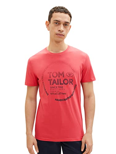 TOM TAILOR Herren 1036952 T-Shirt, 31045 - Soft Berry Red, L von TOM TAILOR