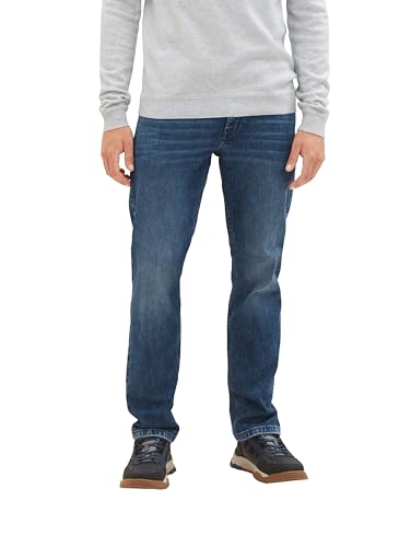 TOM TAILOR Herren Marvin Straight Jeans mit Stretch, 10113 - Clean Mid Stone Blue Denim, 30/34 von TOM TAILOR