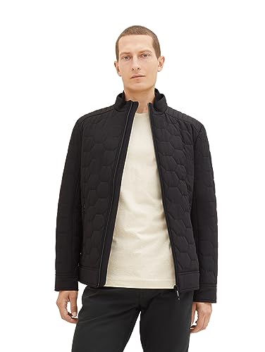 TOM TAILOR Herren 1037334 Steppjacke mit Stehkrgen im Biker-Style, 29999-Black, M von TOM TAILOR