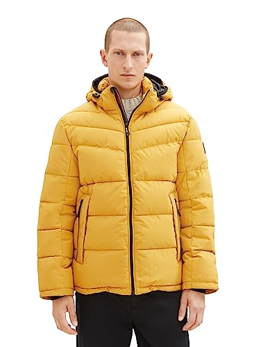 TOM TAILOR Herren 1037339 Puffer-Jacke mit Kapuze, 10533-golden Fall, S von TOM TAILOR